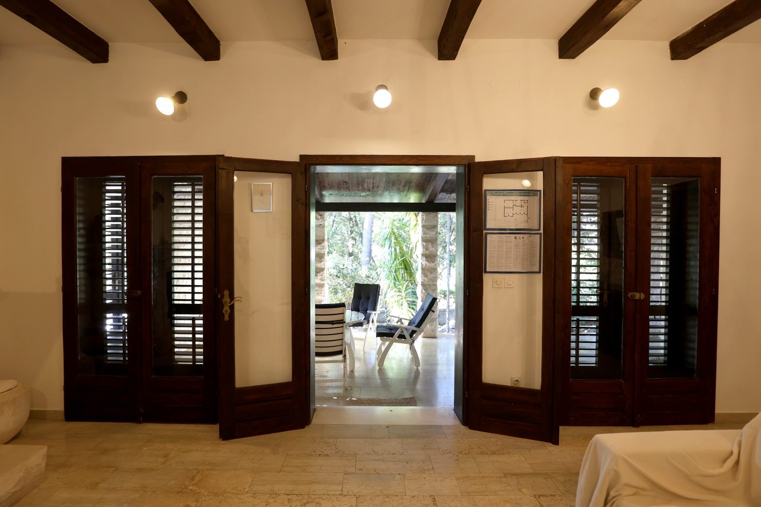 The living room opening toward the terrace